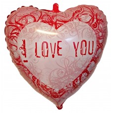 I Love You hjerte folie ballon 18" m/mønster (u/helium)